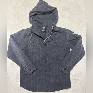 Billabong Gray Hooded Button-Up Shirt Large